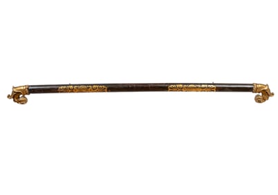 American Classical Parcel Gilt and Stenciled Mahogany Curtain Rod