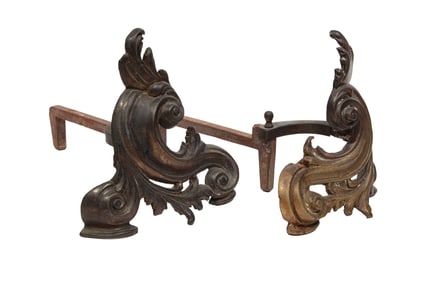 Pair of American Cast-Brass Andirons