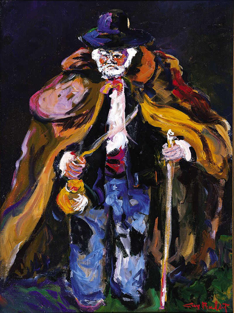 Guy Buffet (French, b. 1943): Guy Buffet (French, b. 1943), "The Shepherd", oil on canvas, signed lower right, label en verso from Lehaina Galleries, Maui, 28 3/4 in. x 21 3/4 in., framed