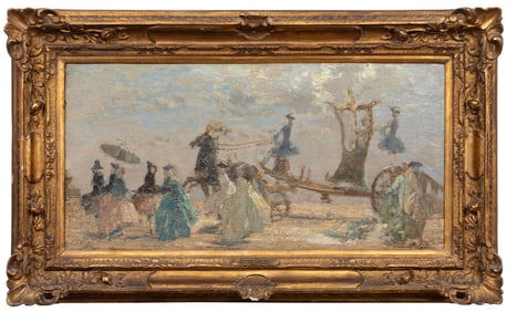 Emma Ciardi, Italian 1879-1933, "The Airy Fairy Coach", oil on canvas