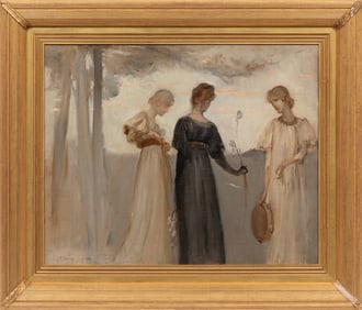 Giulio Aristide Sartorio, Italian 1860-1932, "Allegoria", oil on linen