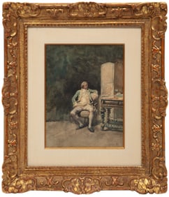 Giuseppe De Nittis, Italian 1846-1884, "Gentleman in Repose", watercolor on board