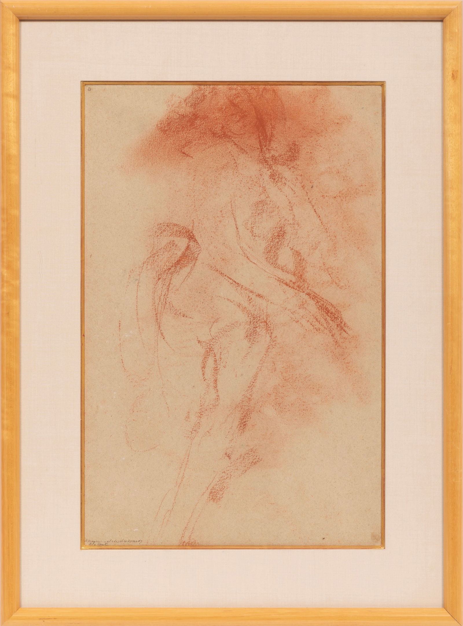 Antonio Mancini, Italian 1852-1930, "Nudo", sanguine on wove paper (1 of 4)