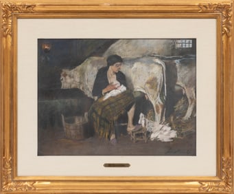 Silvio Bicchi, Italian 1874-1948, "Maternita", pastel and graphite on paper