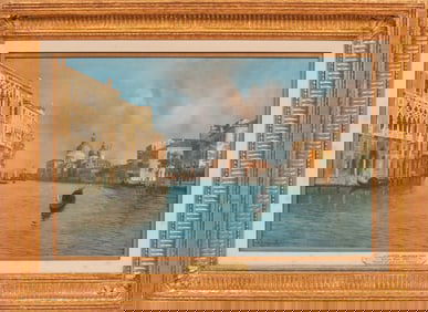 Alberto Prosdocimi, Italian 1852-1925, "Palazzi nel Canale Grande Venezia", watercolor on paper laid