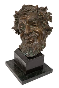 Attributed to Vincenzo Gemito, Italian 1852-1929, "Head of a Faun", bronze