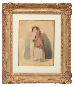 Federico Faruffini, Italian 1831-1869, "Ciociara", watercolor and graphite on paper