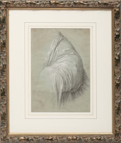 Domenico Morelli, Italian 1826-1901, "Study of Drapery", graphite, white chalk and gouache on paper