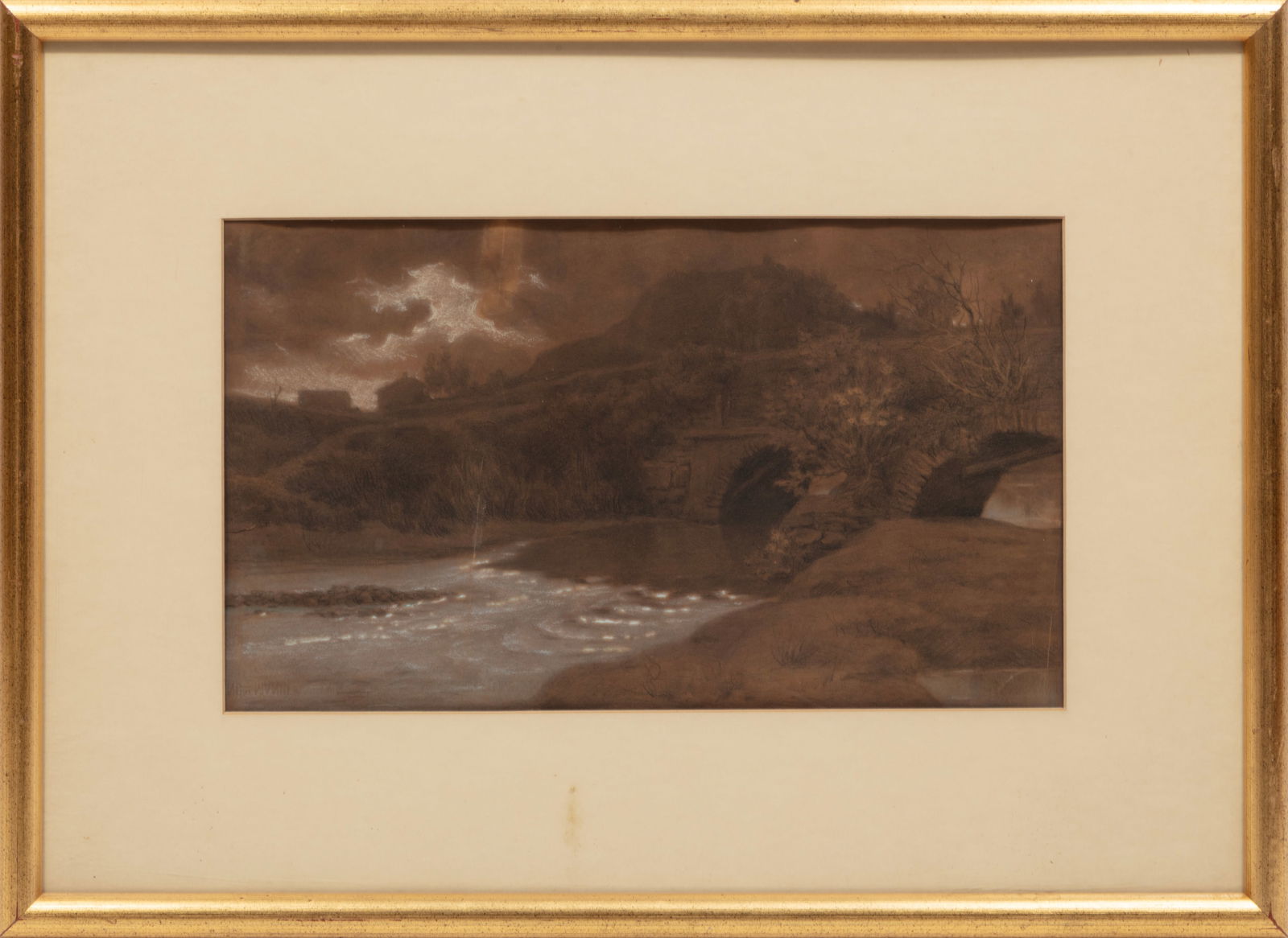 Ettore Ferrari, Italian 1848-1929, "Due Ponte", pastel and charcoal on paper (1 of 5)