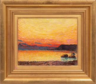 Filiberto Minozzi, Italian 1877-1936, "L'Alba Bordighera", oil on board