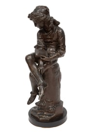 Giulio Monteverde, Italian 1837-1917, "Christopher Columbus as a Youth", bronze with brown patina