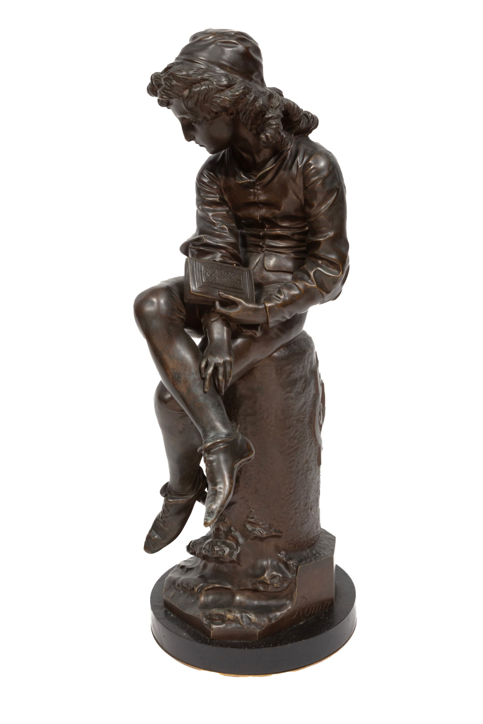 Giulio Monteverde, Italian 1837-1917, "Christopher Columbus as a Youth", bronze with brown patina (1 of 8)