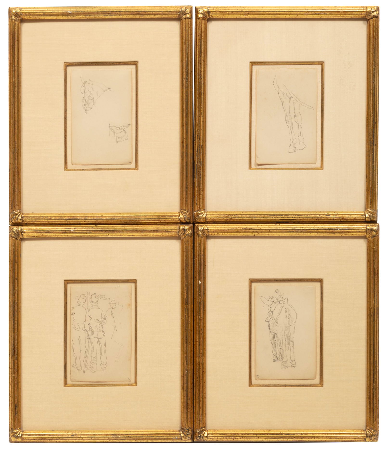 Giovanni Fattori, Italian 1825-1908, "Artist Sketchbook", 17 graphites on paper, 4 double-sided (1 of 10)