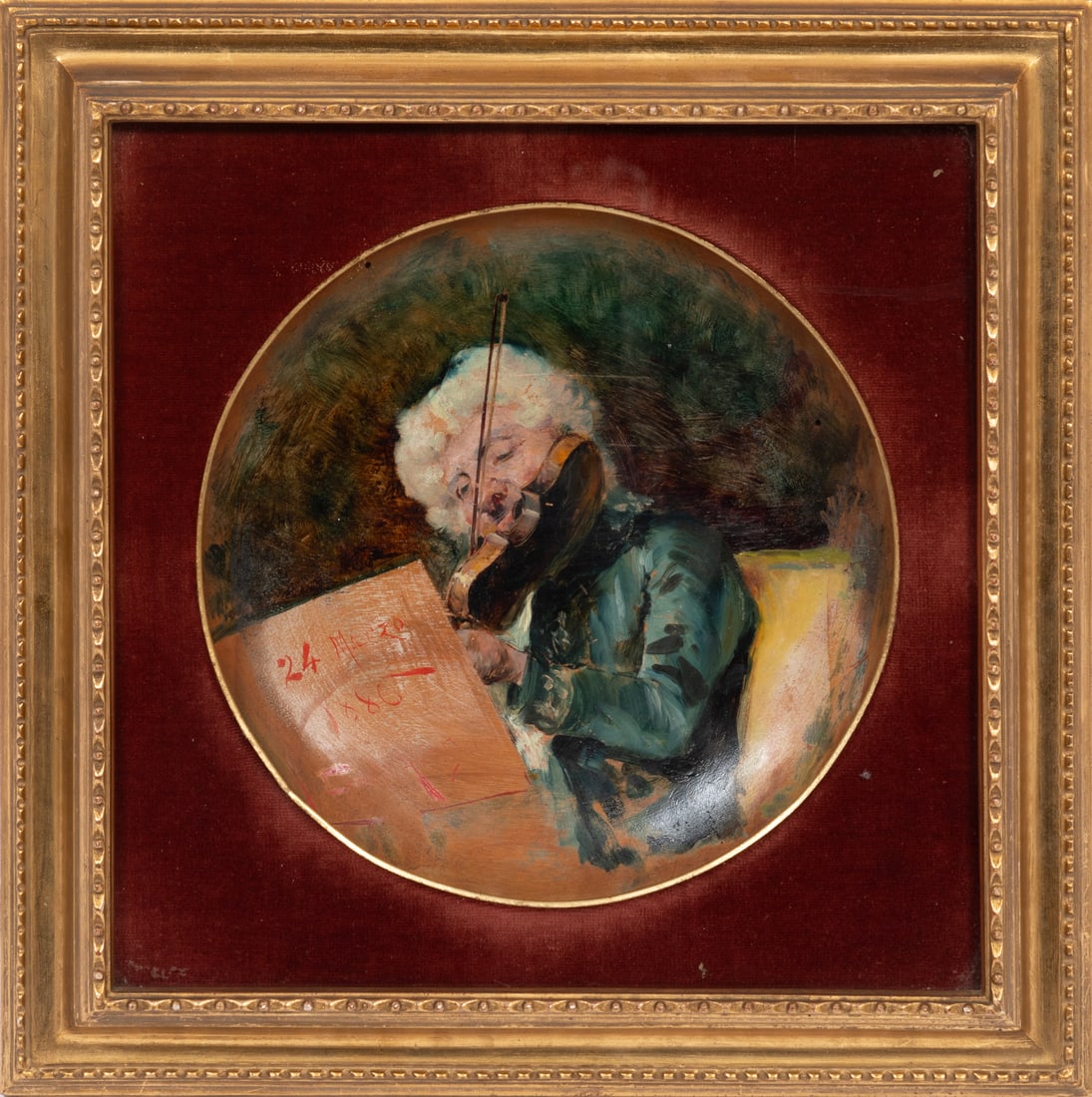 Francesco Vinea, Italian 1845-1902, "Suonatore", oil on wood plate (1 of 4)