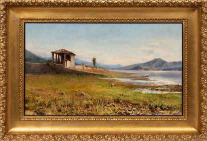 Prince Pierre Troubetzkoy, Russian/Italy 1864-1936, "La Rocca di Cald? Vista de Ghiffe", oil on