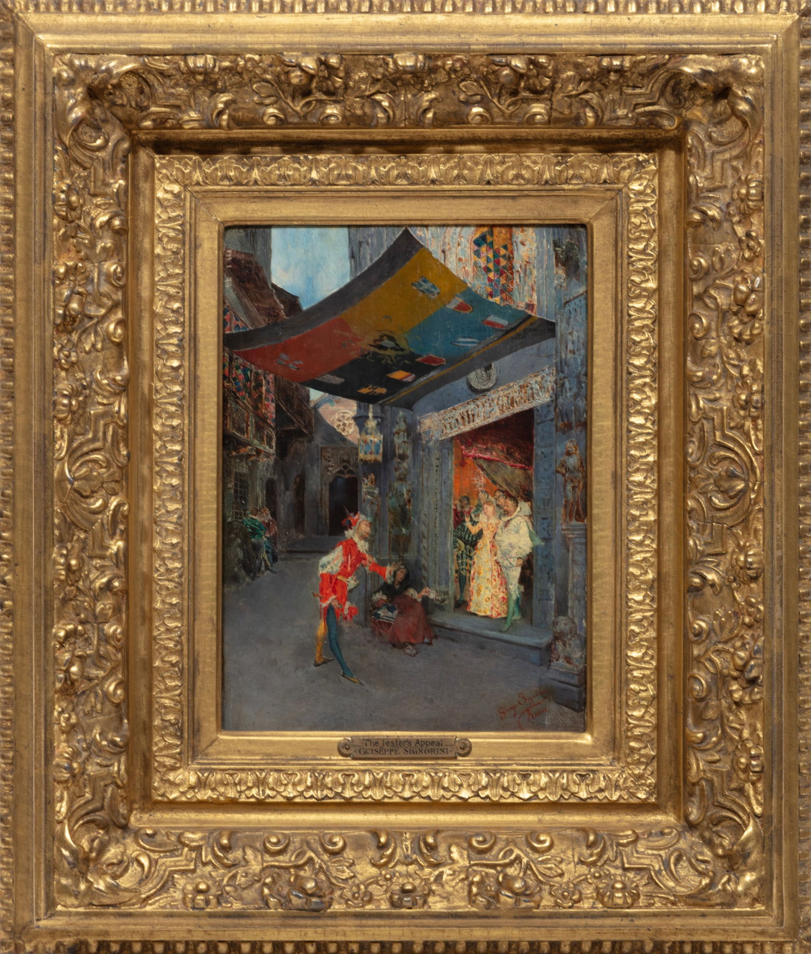 Giuseppe Signorini, Italian 1857-1932, "The Fool's Appeal on Behalf of Poverty", oil on panel (1 of 3)