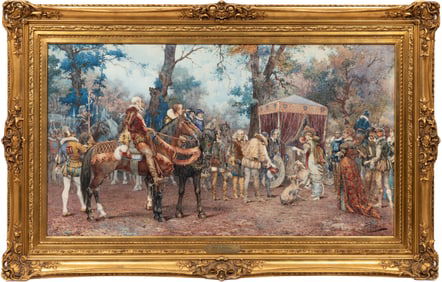 Giuseppe Aureli, Italian 1858-1929, "The Royal Departure", watercolor on paper laid on board