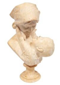 Emilio Fiaschi, Italian 1858-1941, "Maternita - Mother and Child", alabaster