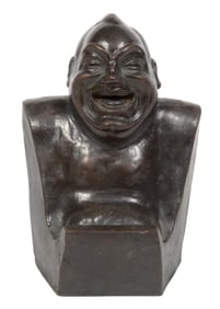 Enrico Caruso, Italian 1873-1921, "Laughing Buddha, Self Portrait", bronze