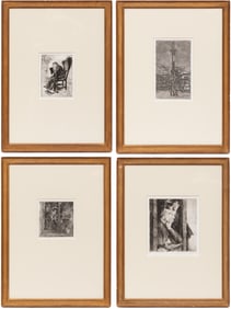Luigi Conconi, Italian 1852-1917, "Portfolio of 42 Prints", etchings and monotypes on paper
