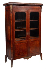 Louis XVI-Style Bronze Mounted Tulipwood Marquetry Bibliotheque