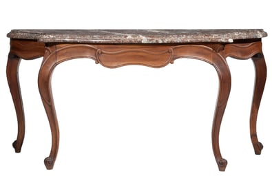 Louis XV-Style Carved Walnut Console