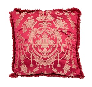 Custom Made Pillow in Scalamandre Lelievre Rouge Silk Lampas "Chenier Seat Back"