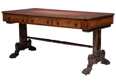 Regency Carved Rosewood Library Desk