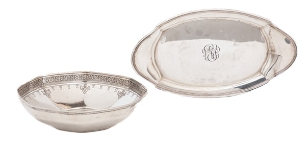 Tiffany & Co. Makers Sterling Silver Bread Tray and Serving Bowl