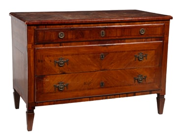 North Italian Neoclassical Inlaid Tulipwood and Fruitwood Commode