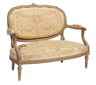 Fine Louis XVI-Style Carved Giltwood Settee