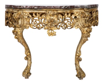Italian Rococo-Style Carved Giltwood Console