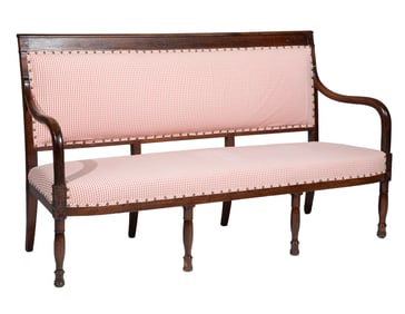 Directoire-Style Carved Mahogany Settee