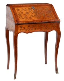 Louis XV-Style Tulipwood Marquetry Bureau a Pente