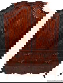 Dutch Bronze Mounted Figured Mahogany Bombe' Kas