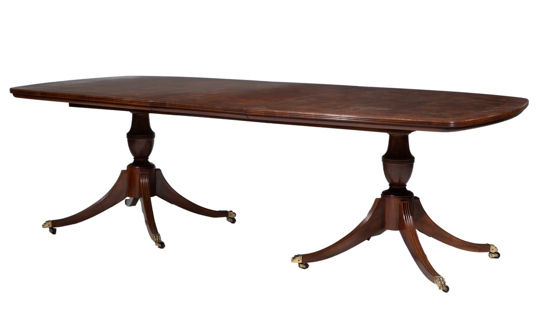 Georgian-Style Burl Walnut Extension Dining Table (1 of 4)