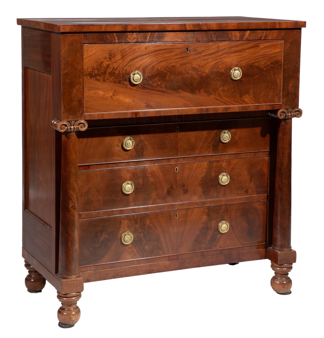American Classical Figured Mahogany Chest of Drawers (1 of 4)