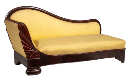 American Late Classical Carved Mahogany Meridienne