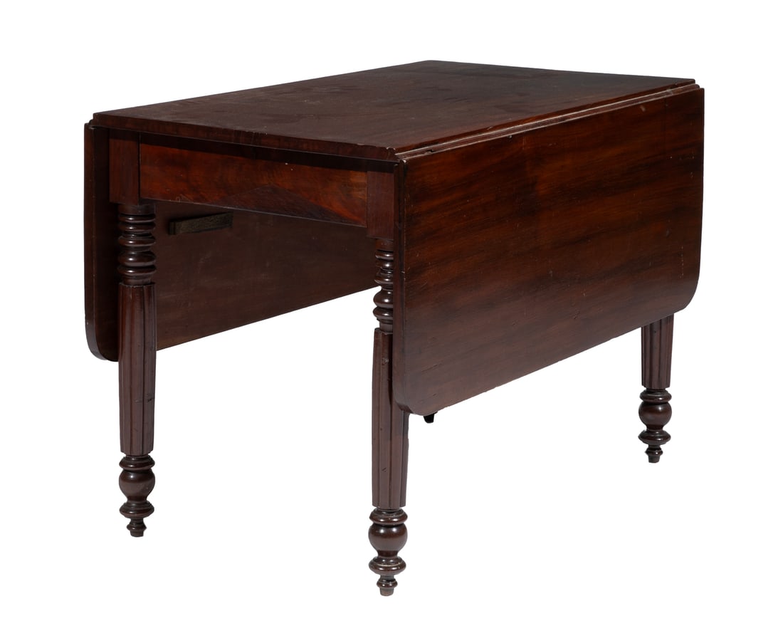 American Classical Carved Mahogany Drop-Leaf Table (1 of 3)