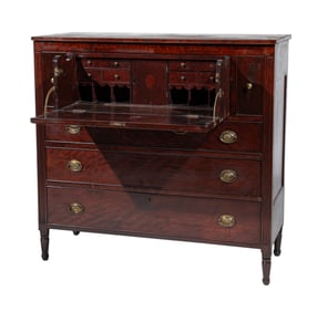 American Federal Carved Mahogany Butler's Desk