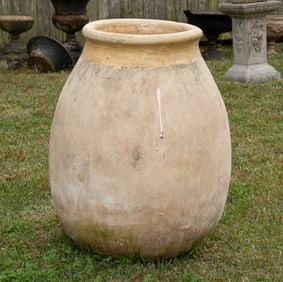 Large Antique French Glazed Olive Jar