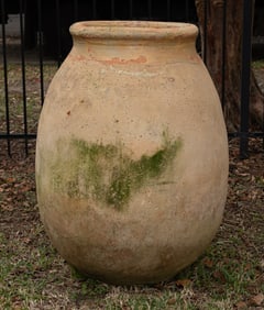Large Antique French Glazed Olive Jar