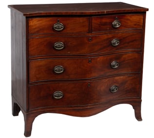 Georgian String Inlaid Serpentine Chest of Drawers