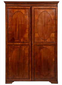 Georgian-Style Inlaid Mahogany and Oak Armoire