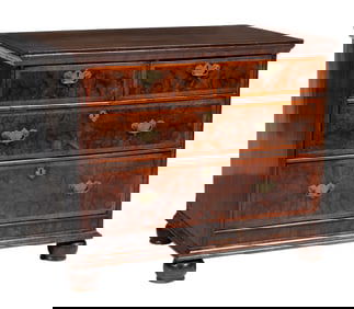 Georgian Inlaid Burl Walnut Chest of Drawers