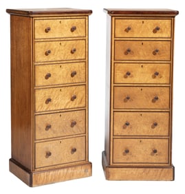 Pair of English Regency Birdseye Maple Chiffoniers