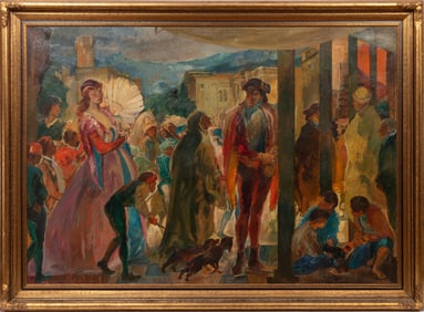 Carl Gustav Ludvig Jacobsen, Danish 1890-1957, "Carnival in Venice", oil on canvas