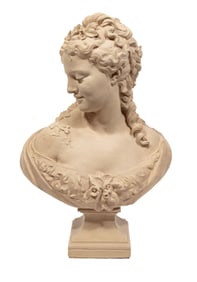 Painted Terracotta Bust of an Allegorical Maiden