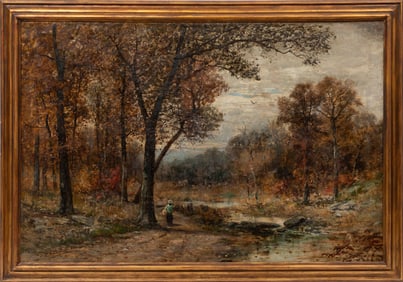 Christopher High Shearer, American/Pennsylvania 1846-1926, "Along the Path: Autumnal Landscape", oil