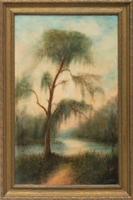 Will Ousley, American/Louisiana 1866-1953, "The Old Tree at Ousley's Landing at Bagdad, LA", oil on